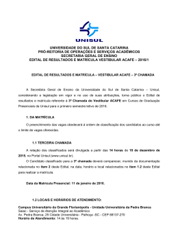 3&ordf; chamada - Referente Edital 2016/1