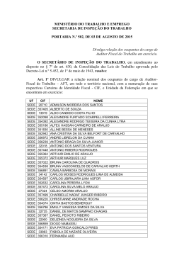 MINISTÉRIO DO TRABALHO E EMPREGO SECRETARIA DE