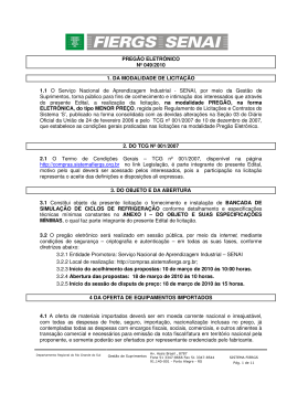 PREG&Atilde;O ELETR&Ocirc;NICO N&ordm; 049/2010 1. DA MODALIDADE DE
