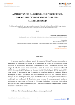 a import&acirc;ncia da orienta&ccedil;&atilde;o profissional para o direcionamento de