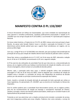 MANIFESTO CONTRA O PL 133/2007