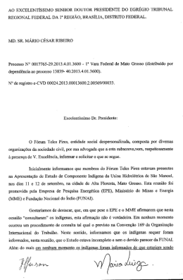 Solicita&ccedil;&atilde;o F&oacute;rum Teles Pires sobre UHE S&atilde;o Manoel