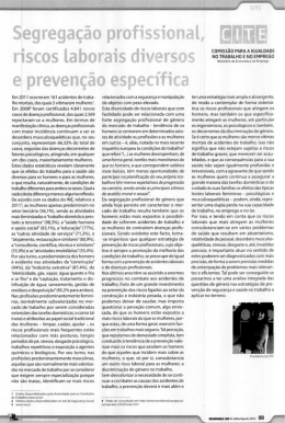 Segrega&ccedil;&atilde;o profissional, riscos laborais diversos e preven&ccedil;&atilde;o