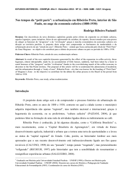 a hist&oacute;ria da urbaniza&ccedil;&atilde;o em Ribeir&atilde;o Preto, interior de S&atilde;o Paulo