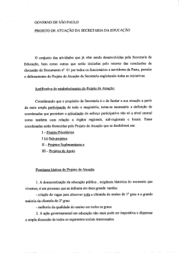 GOVERNO DE sÃo PAULO PROJETO DE ATUAÇÃO DA