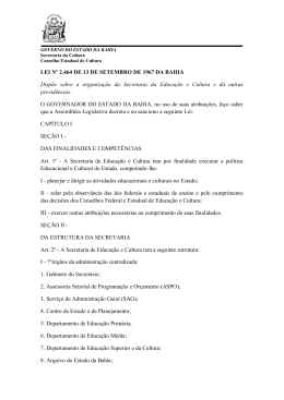 Lei n&ordm; 2464 / 1967 - Pol&iacute;ticas Culturais, Democracia e Conselhos de