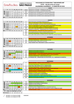 Fatec SBC Calendário 2015 2º semestre