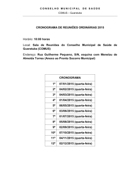 CRONOGRAMA DE REUNI&Otilde;ES ORDIN&Aacute;RIAS 2015 Hor&aacute;rio: 10:00