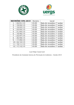 Calendário reuniões Cipa 2015