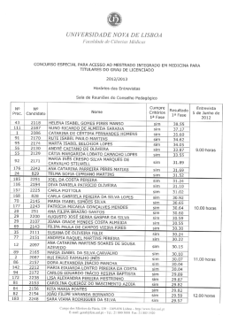 universidade no va de lisboa - Faculdade de Ciências Médicas da