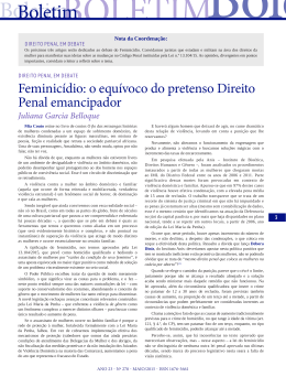 Feminic&iacute;dio: o equ&iacute;voco do pretenso Direito Penal emancipador