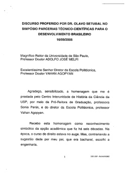 DISCURSO PROFERIDO POR DR. OLAVO sETuBAL No