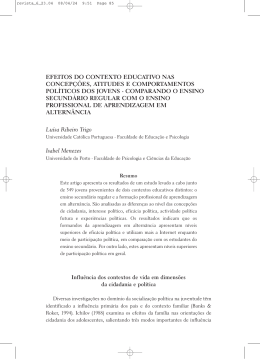 efeitos do contexto educativo nas concep&ccedil;&otilde;es, atitudes e