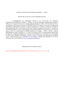 Despacho n&ordm; 440, de 25 de fevereiro de 2014.
