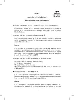 ERRATA Anota&ccedil;&otilde;es de Direito Eleitoral Autor: Fernando