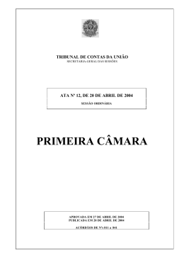 PRIMEIRA CÂMARA - Tribunal de Contas da União