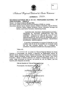 Ac&oacute;rd&atilde;o n. 23.338 - Tribunal Regional Eleitoral de Santa Catarina