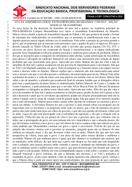 Ata da Assembleia extraordin&aacute;ria do SINASEFE
