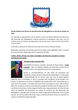 Sess&atilde;o Ordin&aacute;ria da C&acirc;mara de S&atilde;o Raimundo das Mangabeiras
