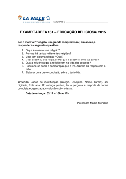 exame/tarefa 161 – educação religiosa/ 2015