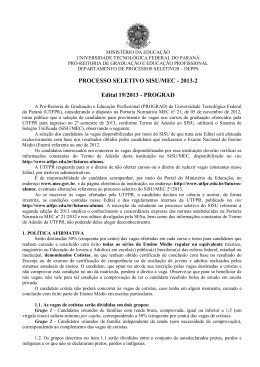 PROCESSO SELETIVO SISU/MEC - 2013-2 Edital 19/2013