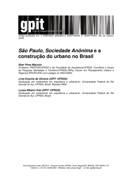 São Paulo, Sociedade Anônima e a construção do urbano