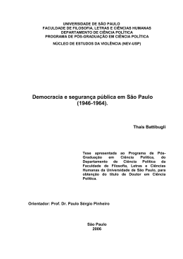 Democracia e seguran&ccedil;a p&uacute;blica em S&atilde;o Paulo (1946