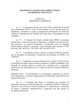 Regimento do Interno do Corpo Cl&iacute;nico do Hospital S&atilde;o Paulo