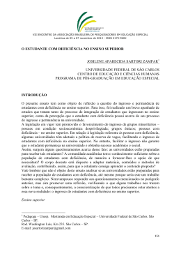O ESTUDANTE COM DEFICIÊNCIA NO ENSINO SUPERIOR
