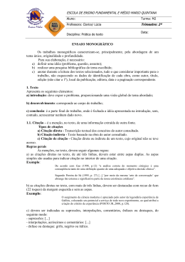 Prática de Texto - ESCOLA MARIO QUINTANA / TRÊS VENDAS