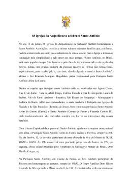 68 igrejas da Arquidiocese celebram Santo Antônio