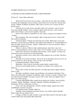SANDRA REGINA DA LUZ IN&Aacute;CIO 18 T&Eacute;CNICAS PARA