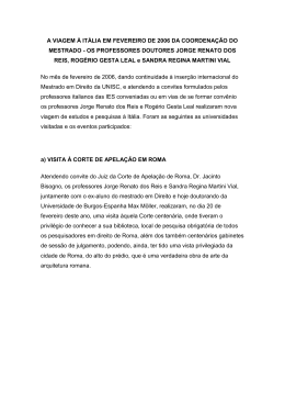 A VIAGEM &Agrave; IT&Aacute;LIA EM FEVEREIRO DE 2006 DA
