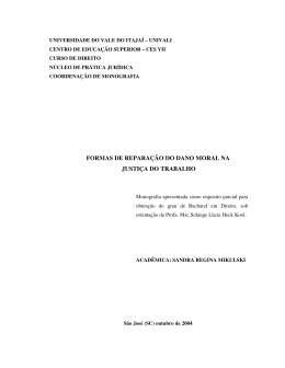 FORMAS DE REPARA&Ccedil;&Atilde;O DO DANO MORAL NA