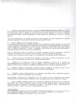 (texto 2), “trabalho por tempo parcial é ideal