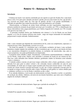 Roteiro 13 &ndash; Balan&ccedil;a de Tor&ccedil;&atilde;o