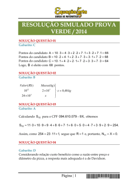 RESOLU&Ccedil;&Atilde;O SIMULADO PROVA VERDE / 2014