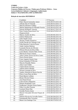 UNIRIO Centro de Letras e Artes Concurso Público de Provas e