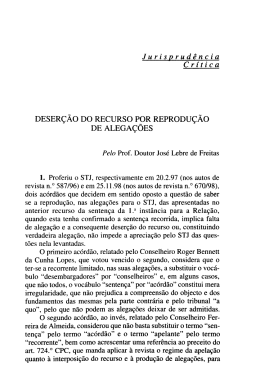 Deser&ccedil;&atilde;o do recurso por reprodu&ccedil;&atilde;o de alega&ccedil;&otilde;es
