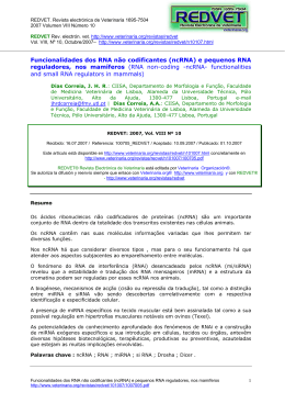 Funcionalidades dos RNA n&atilde;o codificantes
