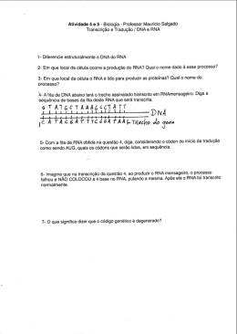 Atividade 4 e 5 - Biologia - Professor Maurício Salgado Transcrição