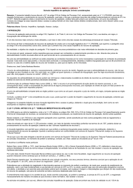 REVISTA &Acirc;MBITO JUR&Iacute;DICO &reg; S&uacute;mula impeditiva de apela&ccedil;&atilde;o