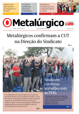 Metalúrgicos confirmam a CUT na Direção do Sindicato