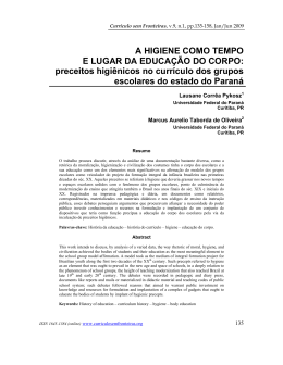A HIGIENE COMO TEMPO E LUGAR DA EDUCA&Ccedil;&Atilde;O DO CORPO