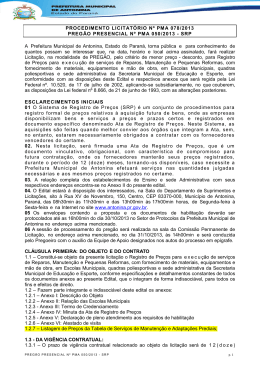 Preg&atilde;o n&ordm; PMA 050/2013