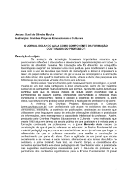 Gruhbas Projetos Educacionais e Culturais O JORNAL BOLANDO