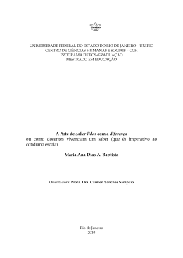 A Arte de saber lidar com a diferen&ccedil;a ou como docentes vivenciam