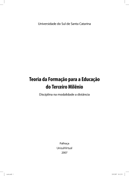 Teoria da Forma&ccedil;&atilde;o para a Educa&ccedil;&atilde;o do Terceiro Mil&ecirc;nio