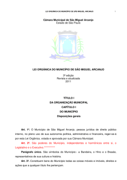 Lei Org&acirc;nica - Prefeitura Municipal de S&atilde;o Miguel Arcanjo