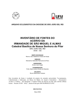 INVENTÁRIO DE FONTES DO ACERVO DA IRMANDADE